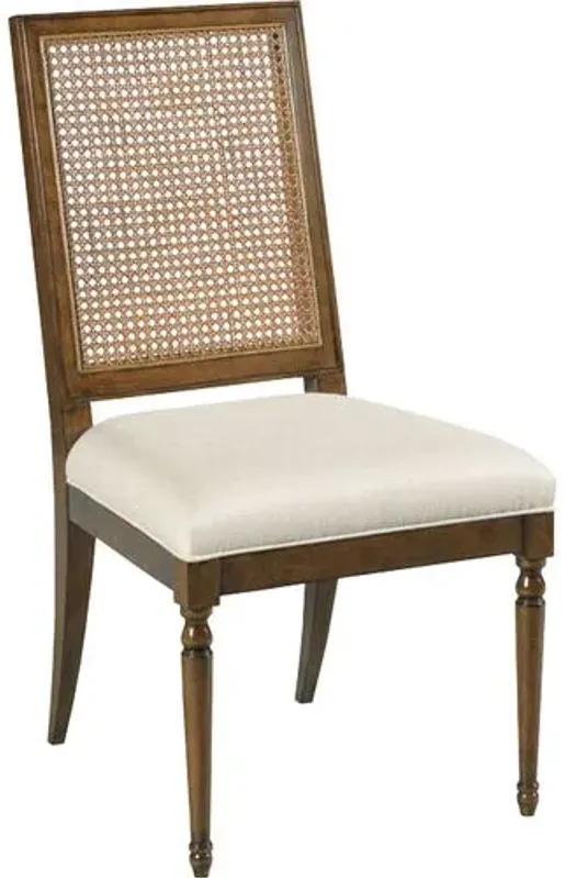 Mariana Cane Dining Chair - Brown/Natural Linen - Ivory