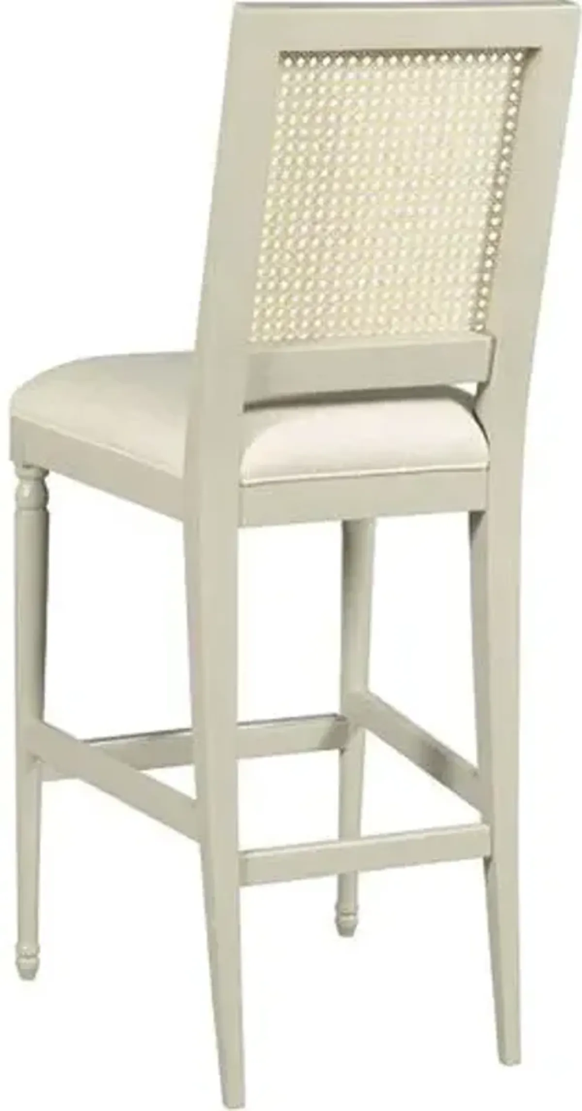 Mariana Cane Barstool - Graystone/Natural Linen - Ivory