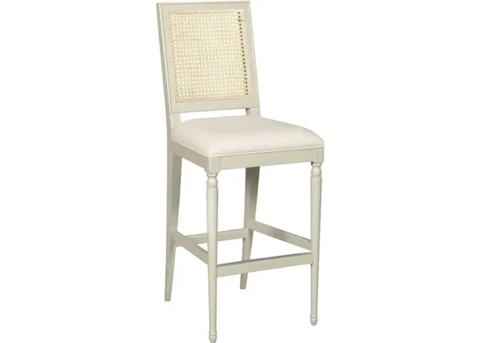 Mariana Cane Barstool - Graystone/Natural Linen - Ivory