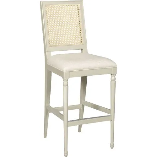 Mariana Cane Barstool - Graystone/Natural Linen - Ivory