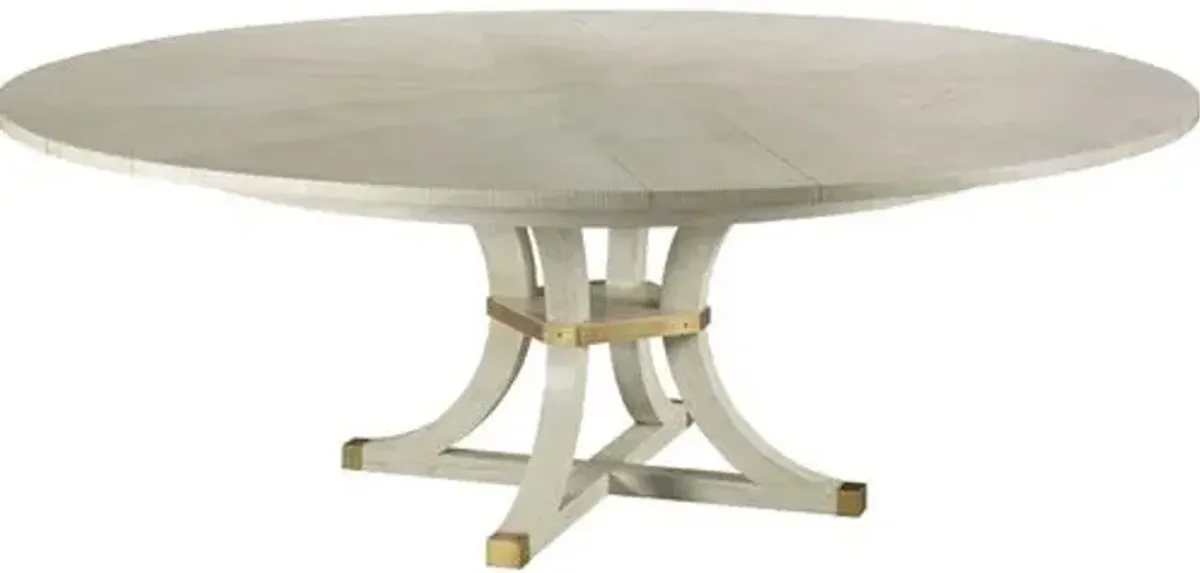 Nicoletta Expandable 66-84" Round Dining Table - Ash/Brass