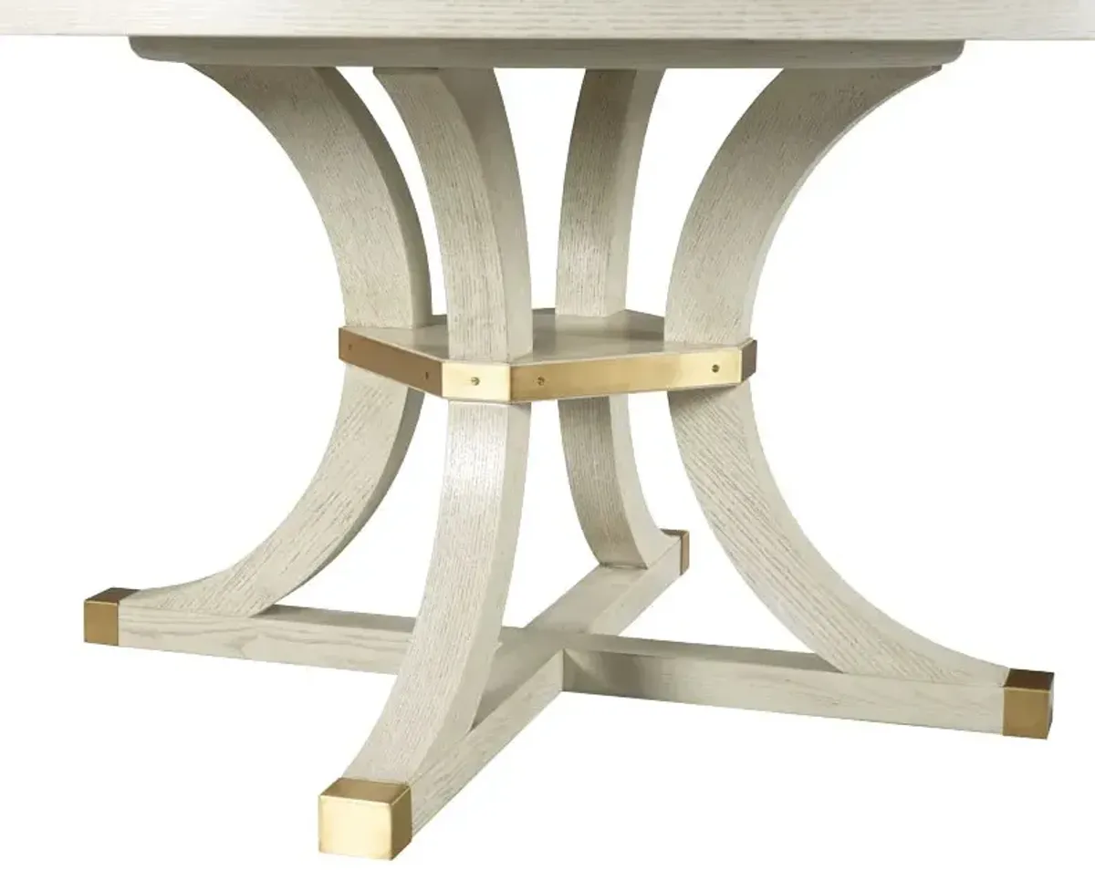 Nicoletta Expandable 66-84" Round Dining Table - Ash/Brass