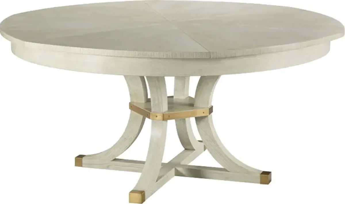 Nicoletta Expandable 66-84" Round Dining Table - Ash/Brass