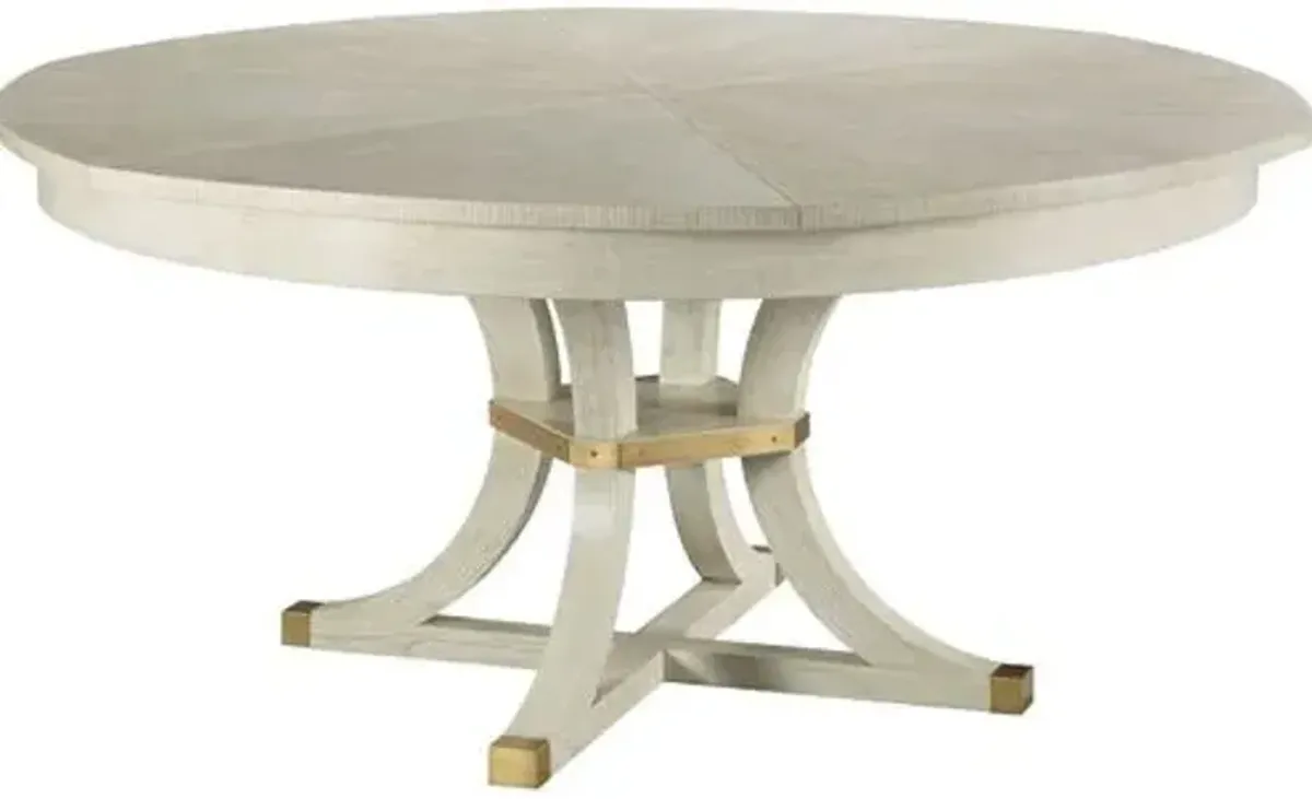 Nicoletta Expandable 66-84" Round Dining Table - Ash/Brass