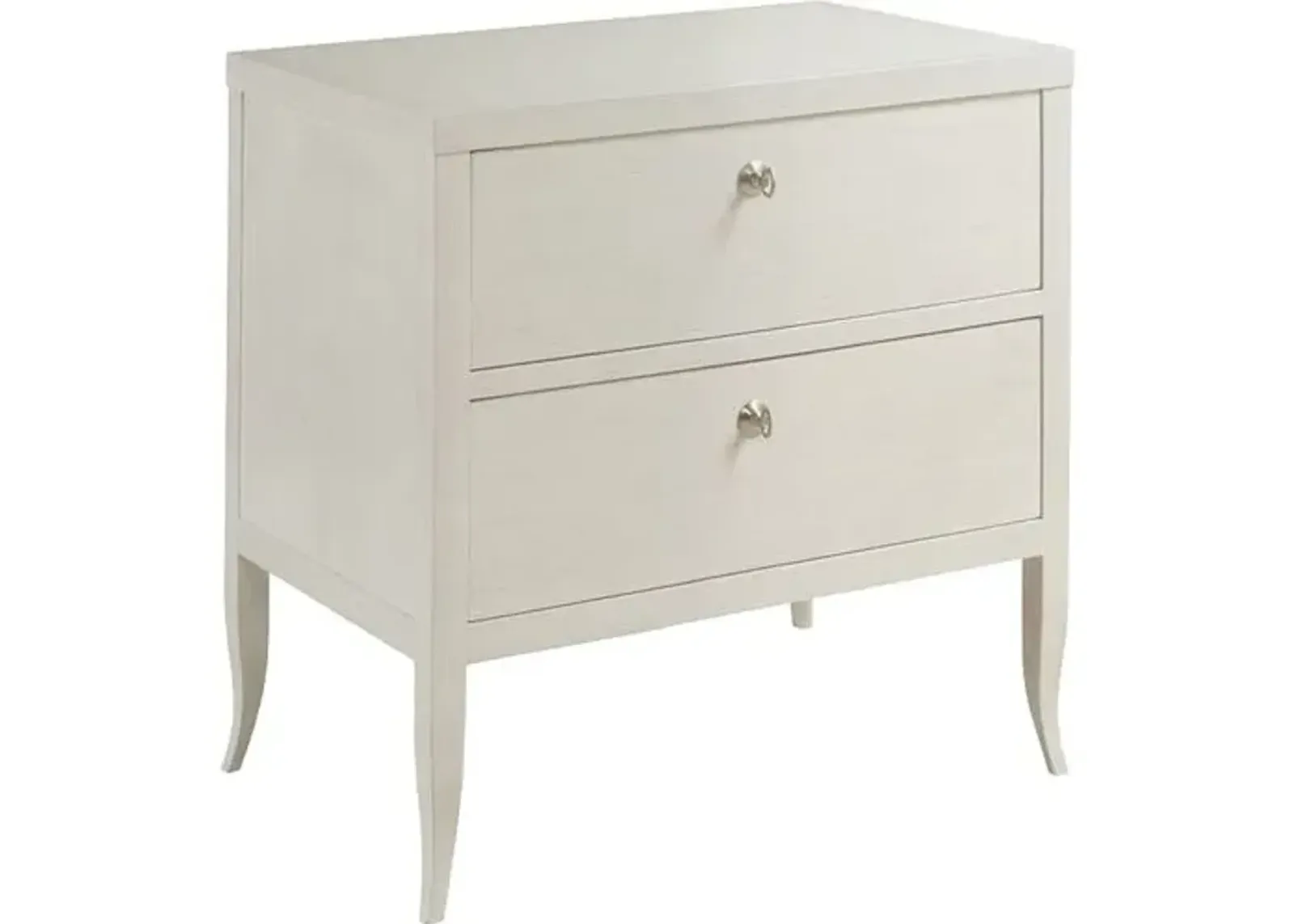 Thompson Petite Bedside Chest - Ivory/Nickel