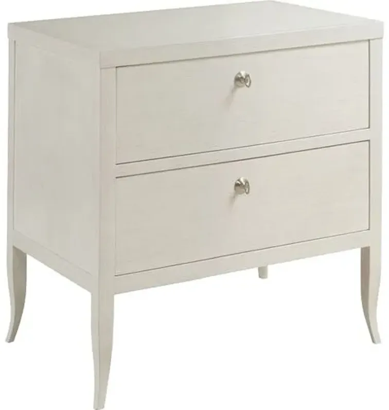 Thompson Petite Bedside Chest - Ivory/Nickel