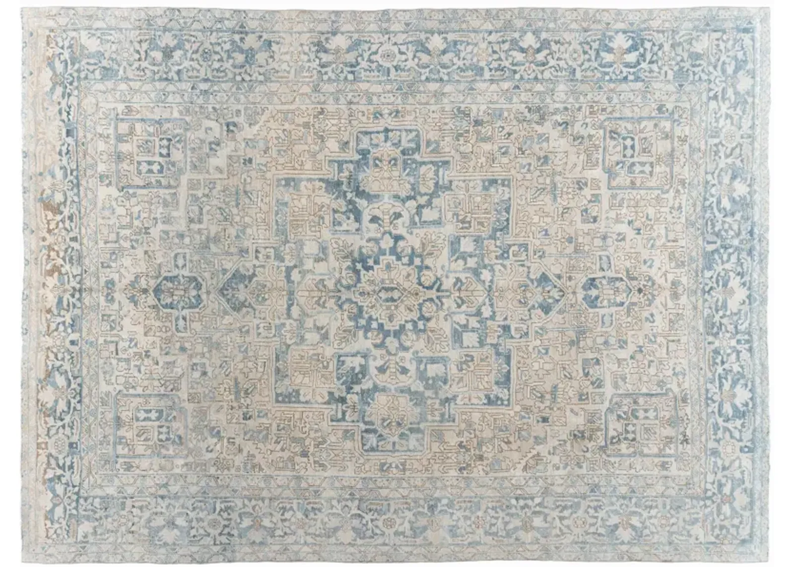 Persian Heriz Rug 9'8 X 12'10 - Blue - Blue