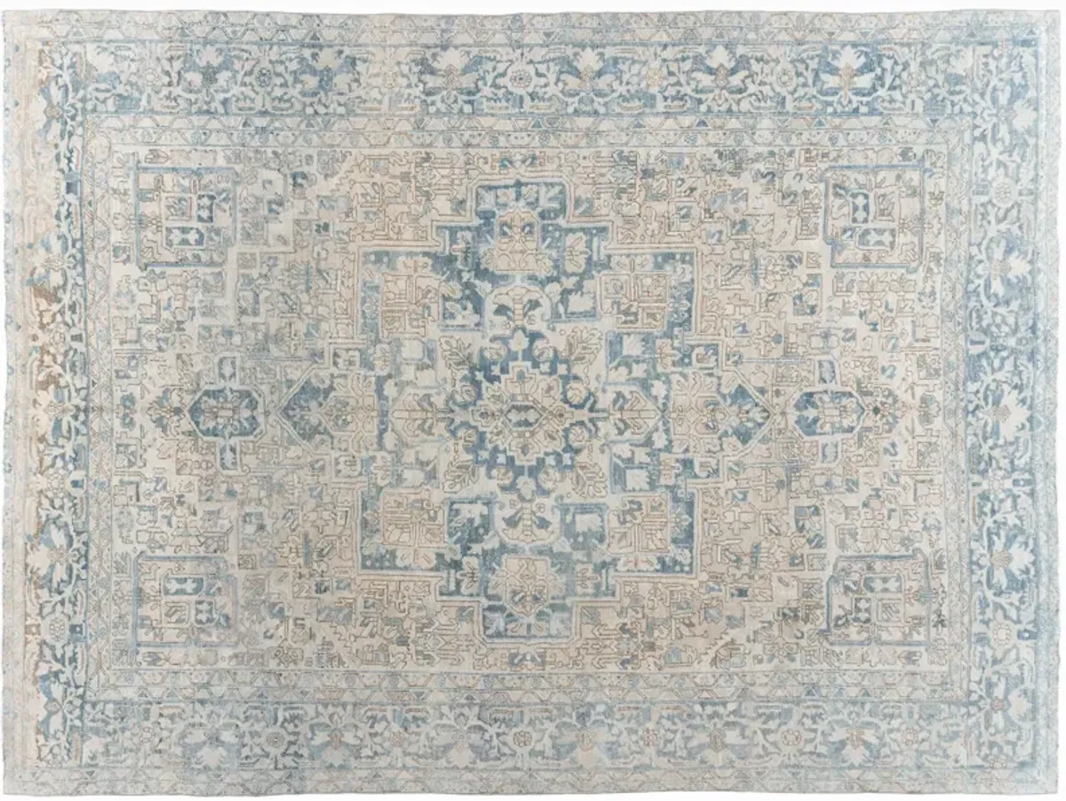 Persian Heriz Rug 9'8 X 12'10 - Blue - Blue