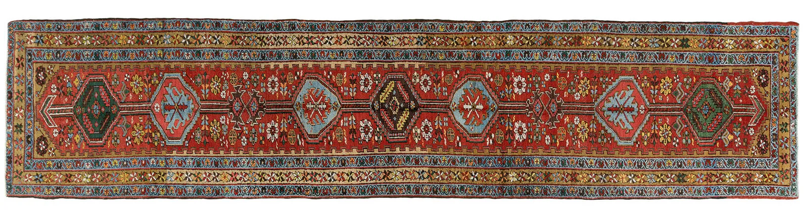 Persian Heriz Runner 3'4 X 14'5 - Red