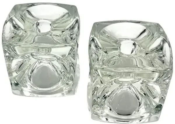 C. 1960s Crystal Cube Candle Holders