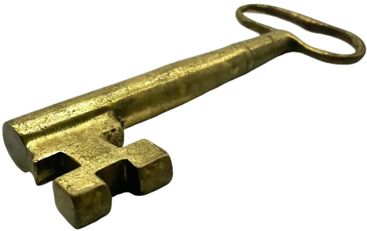 Solid Brass Oversize Antique Key - Pilar Collection - Gold