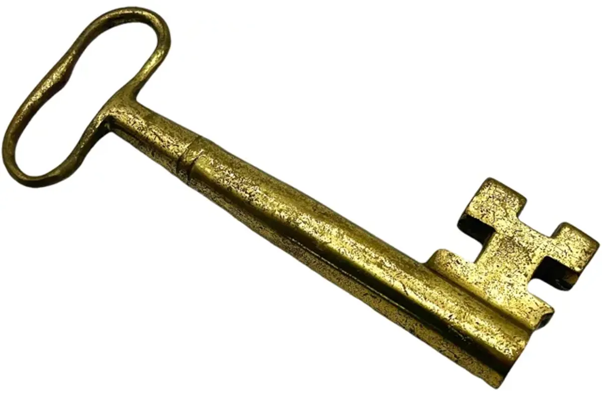 Solid Brass Oversize Antique Key - Pilar Collection - Gold