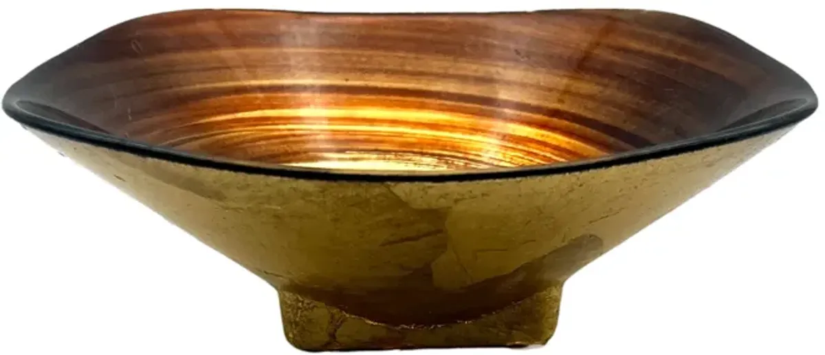 C. 1970s Decorative Gold Pedestal Bowl - Pilar Collection - Brown