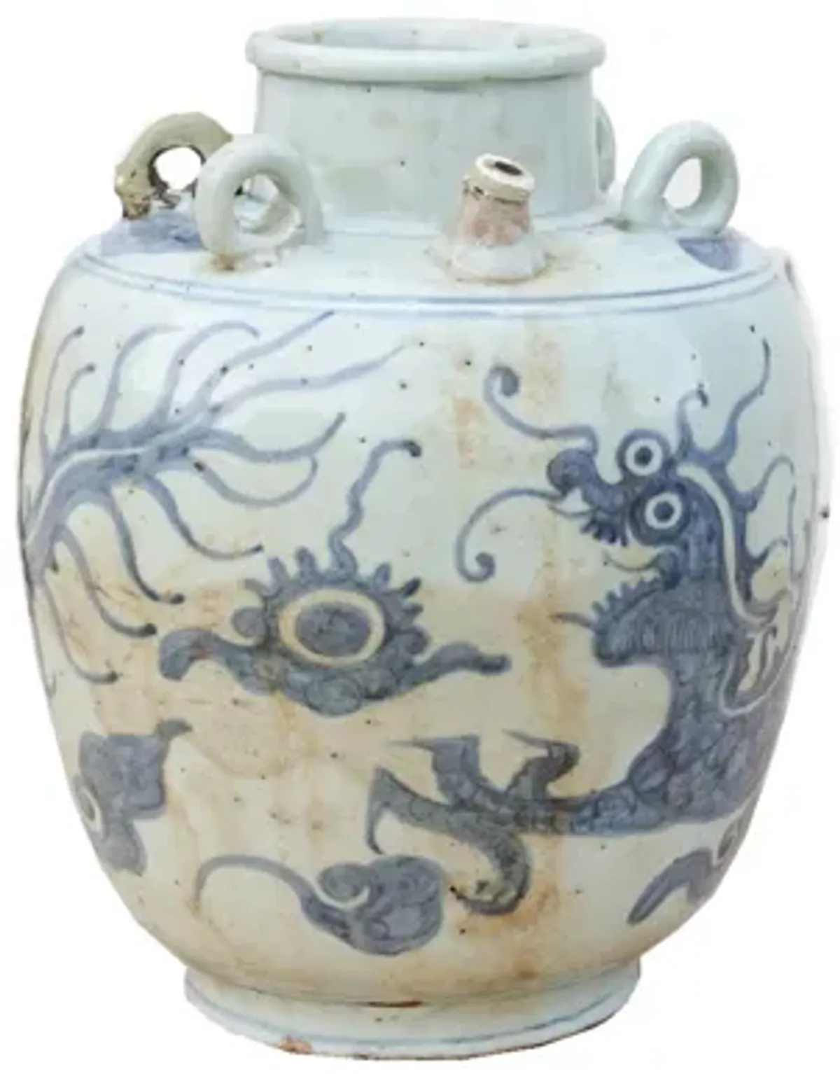 Large Antique Blue & White Jar - de-cor