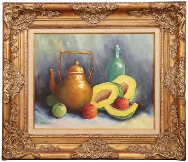 Still Life Oil On Canvas In Gilt Frame - Interesting Things - Gold