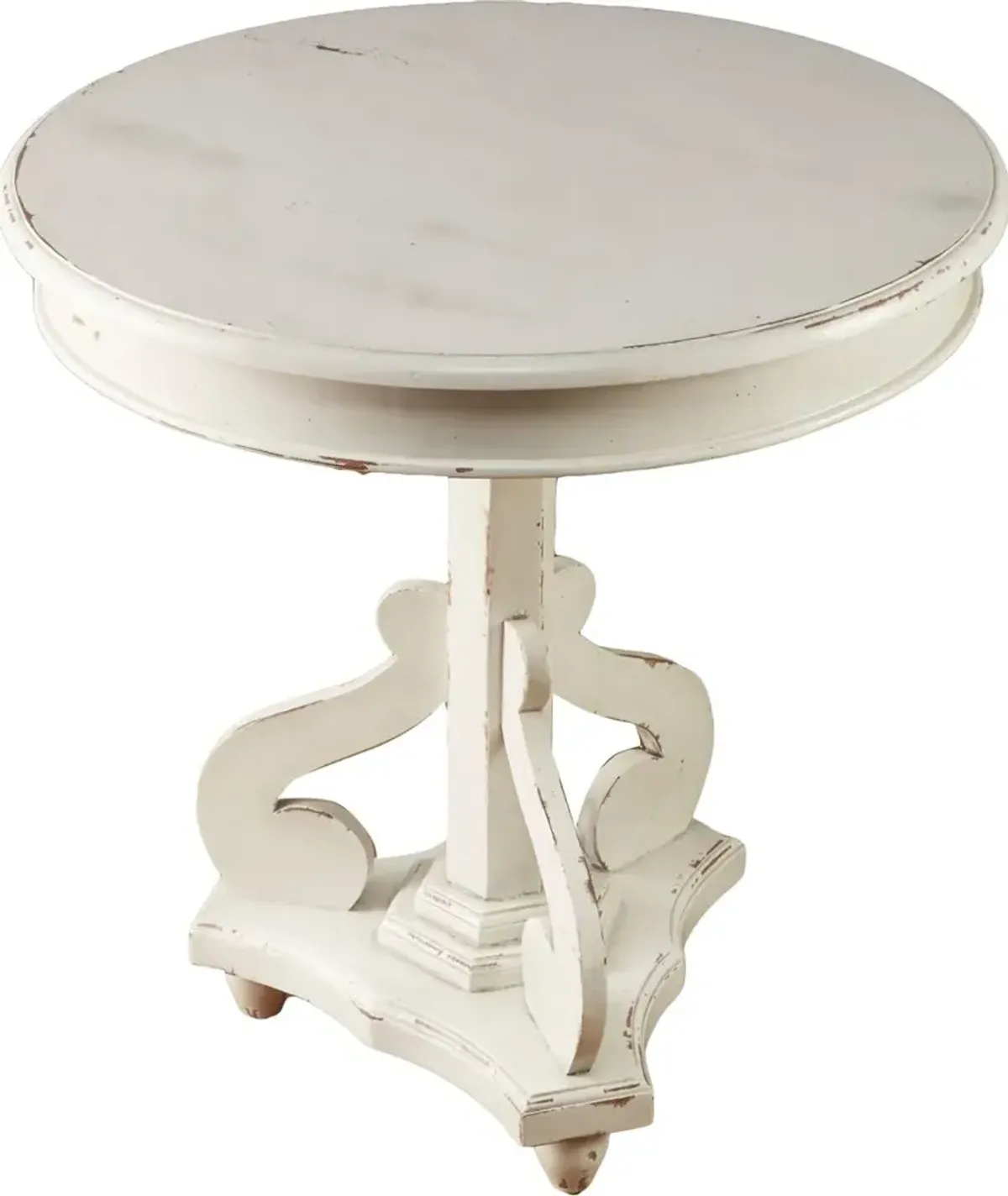 Amandus Round Side Table, Weathered White