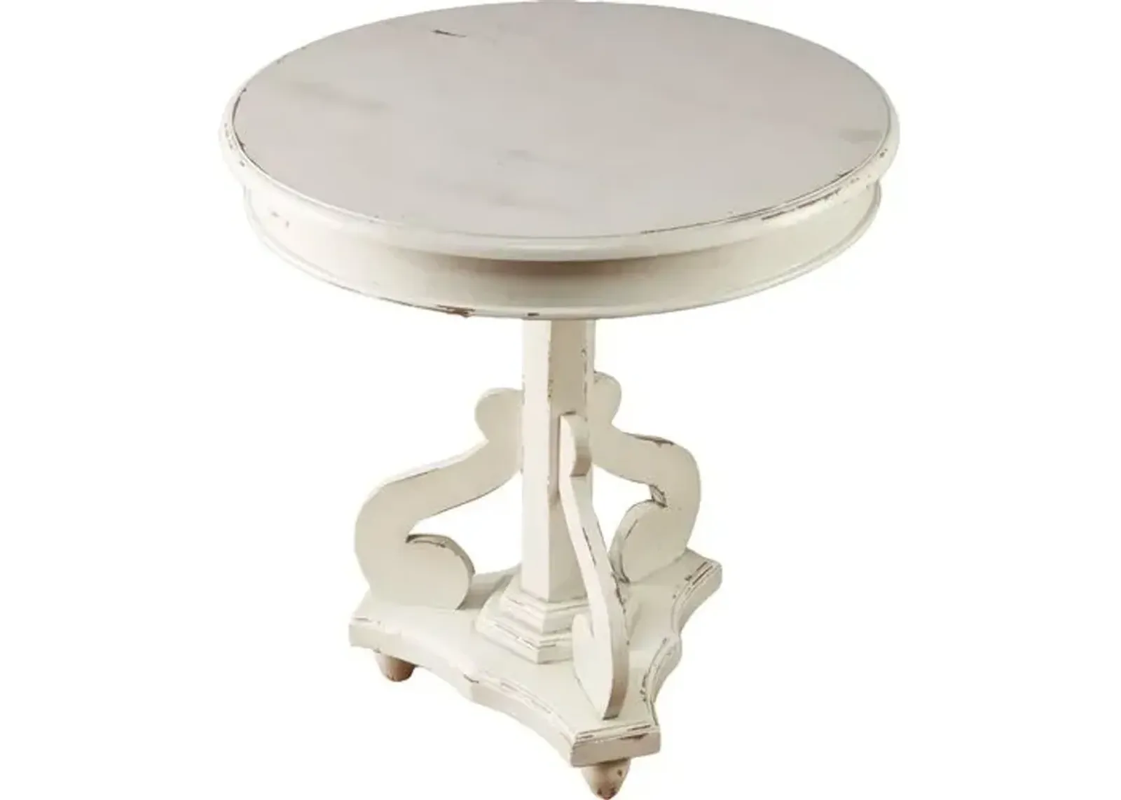 Amandus Round Side Table - Weathered White