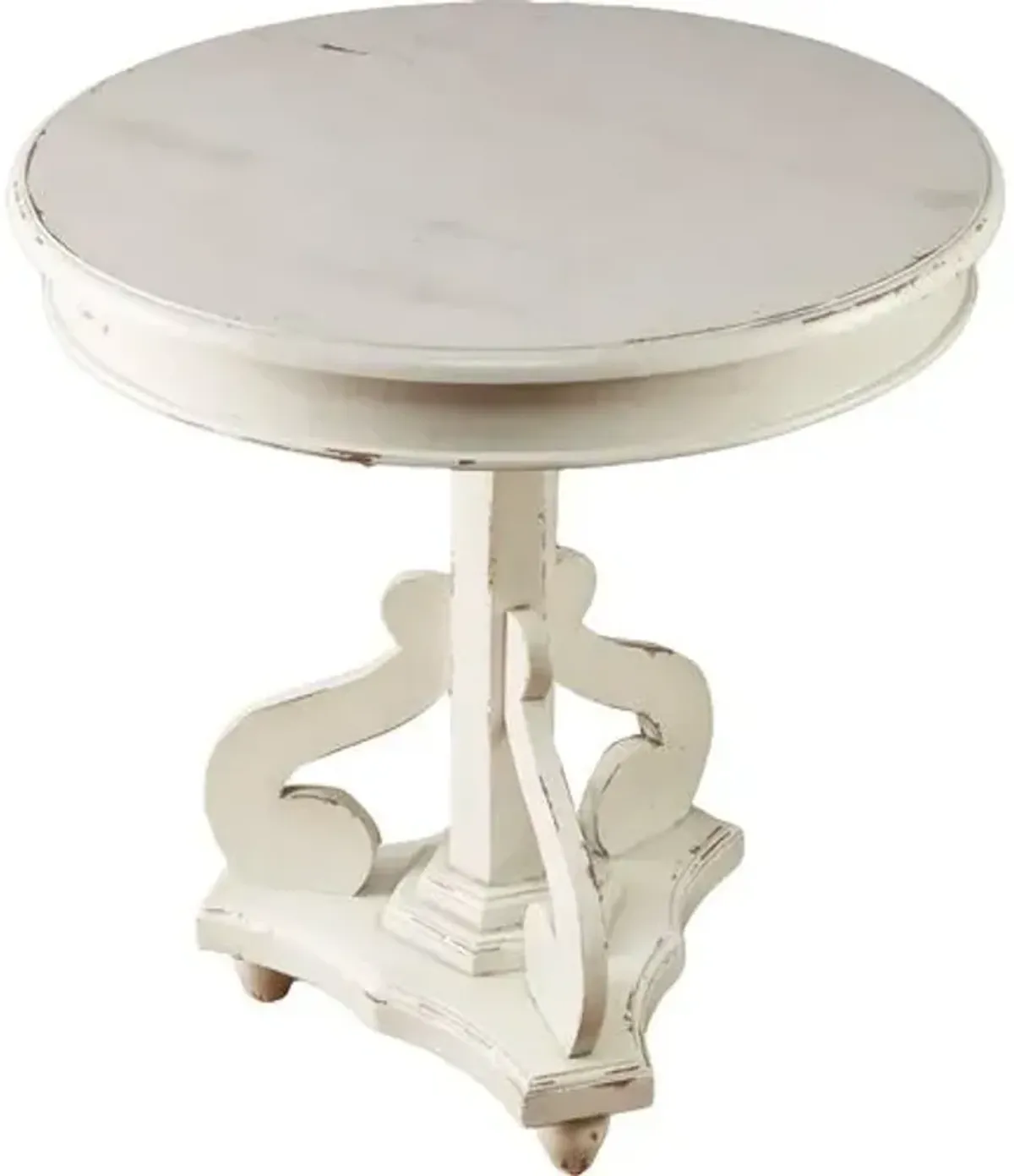 Amandus Round Side Table - Weathered White