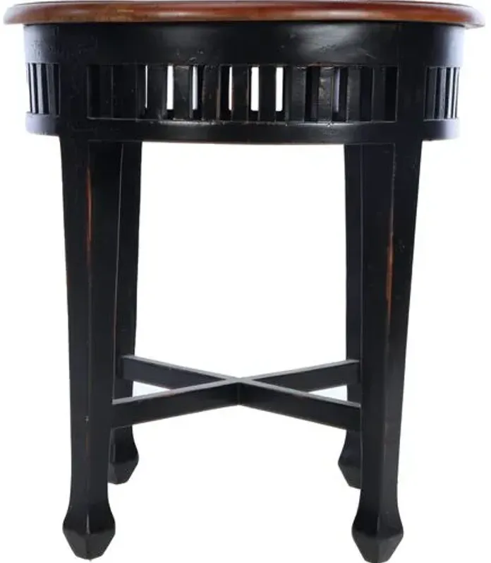 Krista Round Lamp Side Table - Walnut - Black