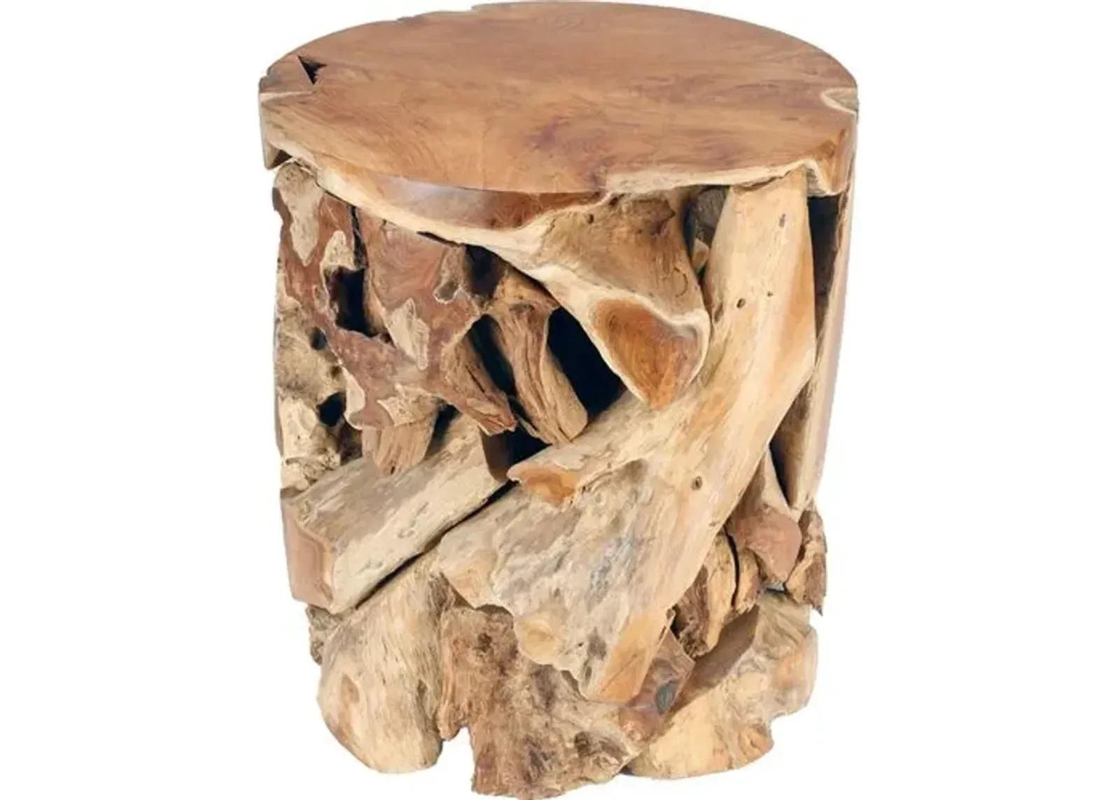 Marna Root Stool - Natural Teak - Beige