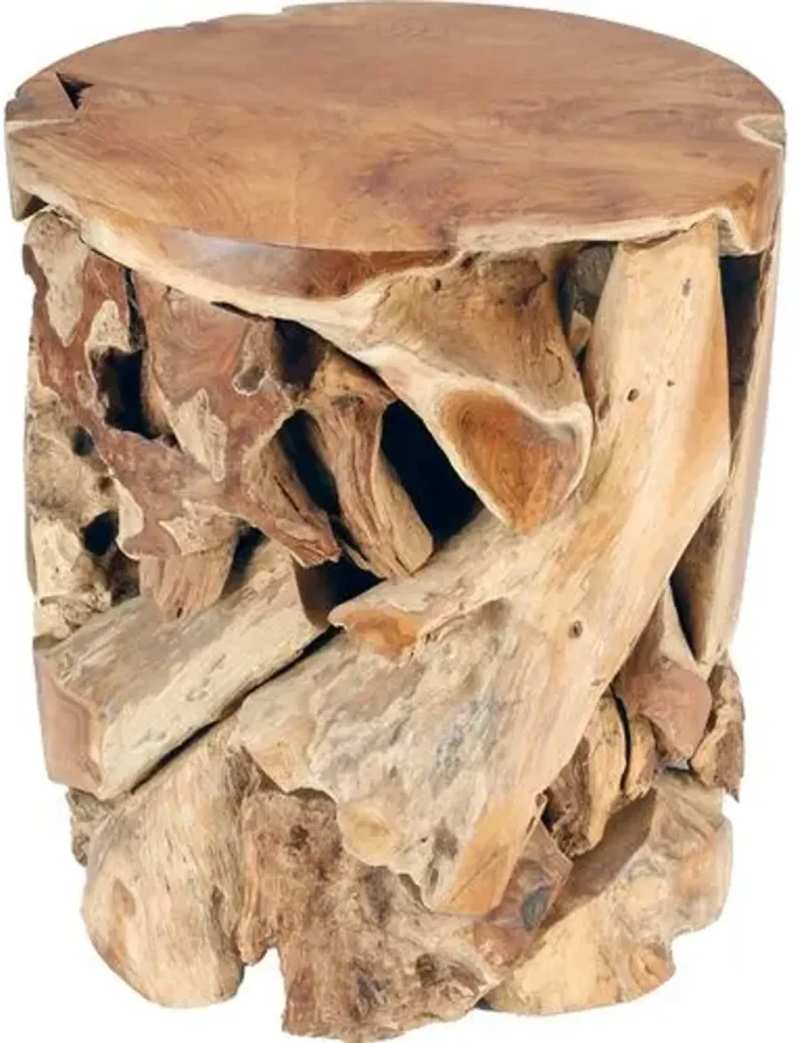 Marna Root Stool - Natural Teak - Beige