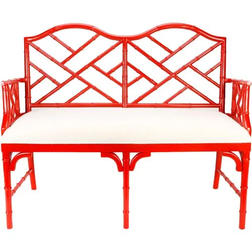 Marcia Chippendale Settee - Red - White