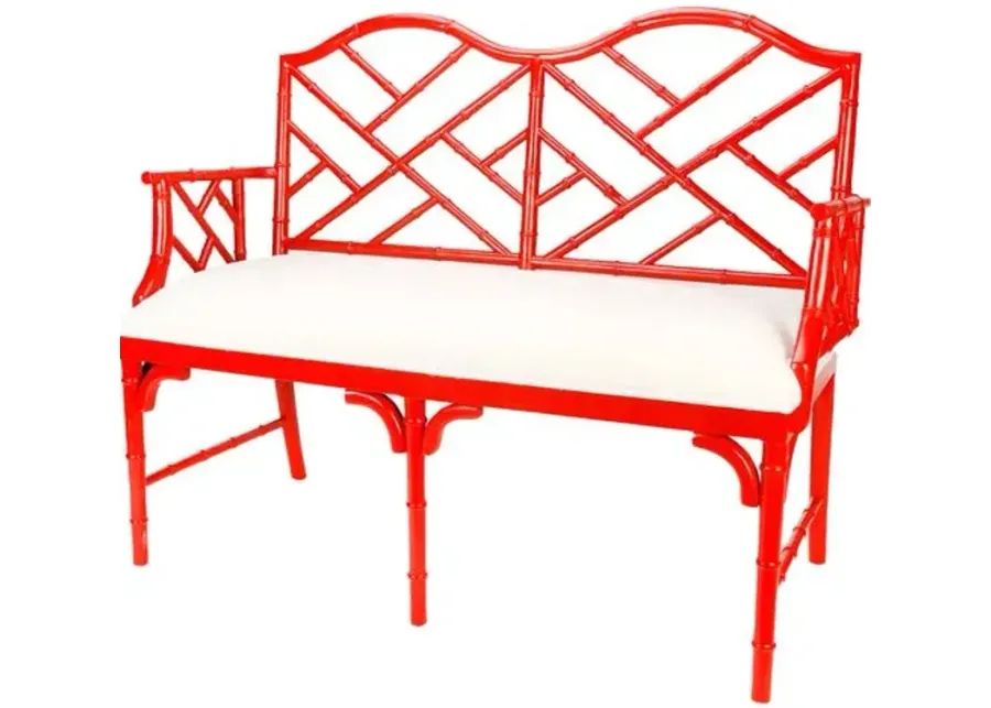 Marcia Chippendale Settee - Red - White