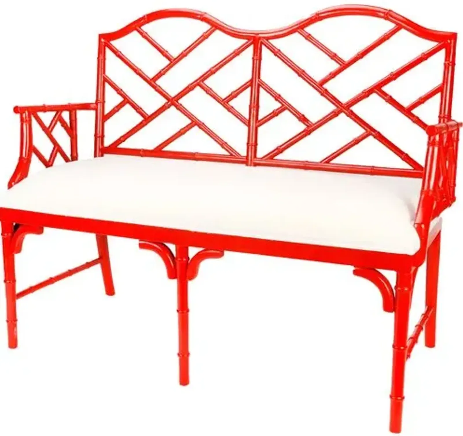 Marcia Chippendale Settee - Red - White