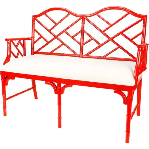 Marcia Chippendale Settee - Red - White