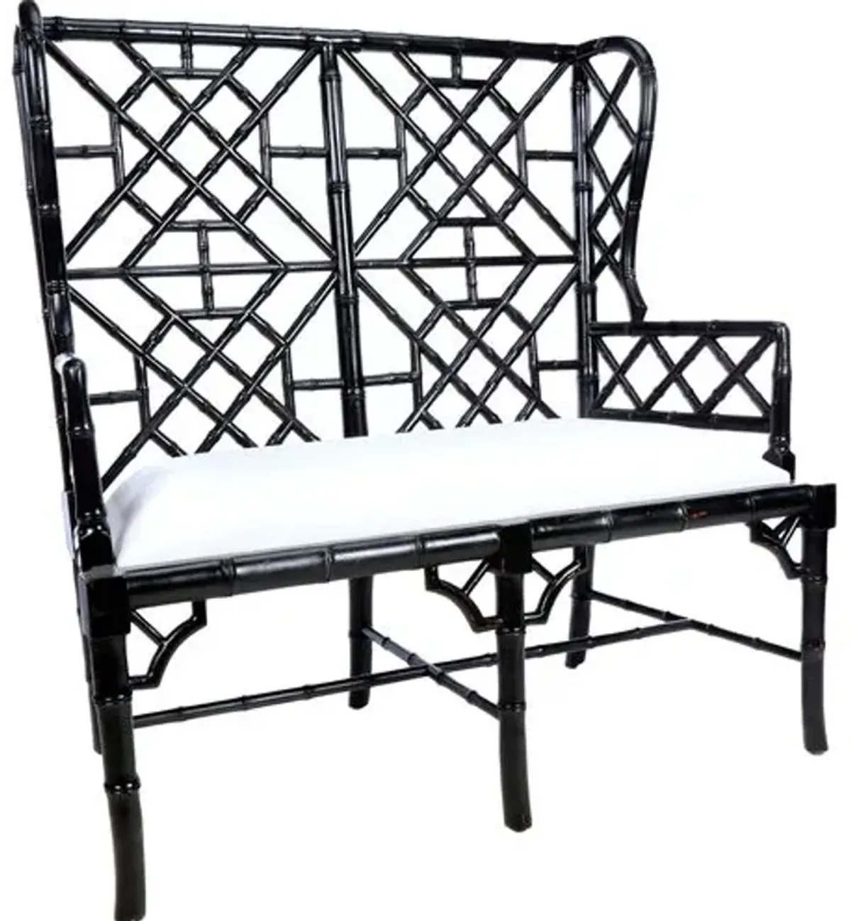 Tyra Wingback Chippendale Settee - Black - White