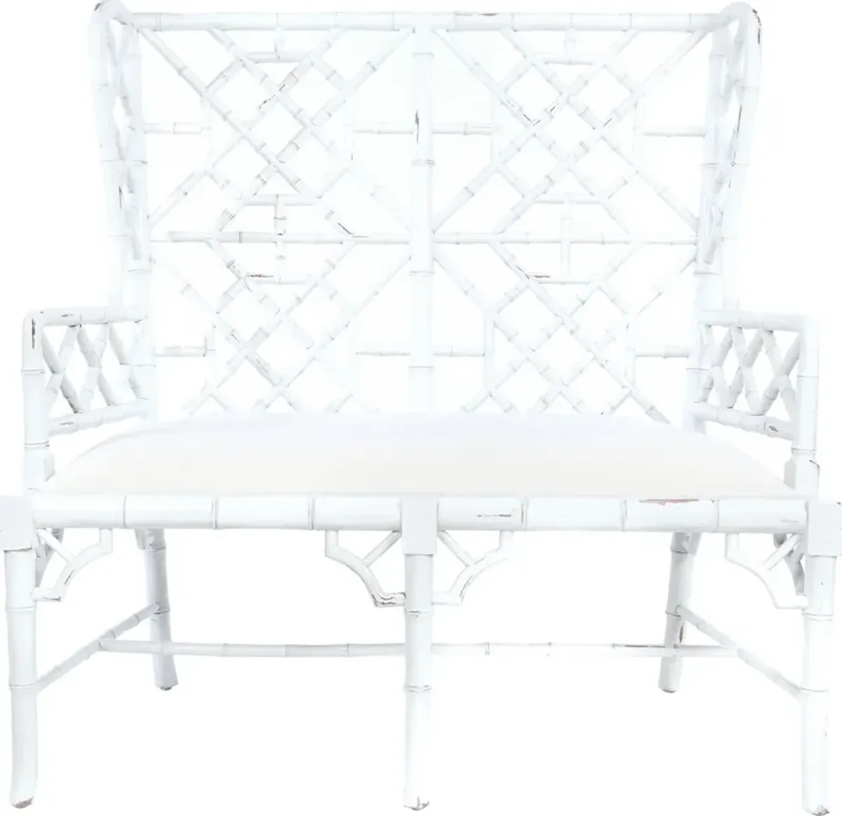 Tyra Wingback Chippendale Settee, White