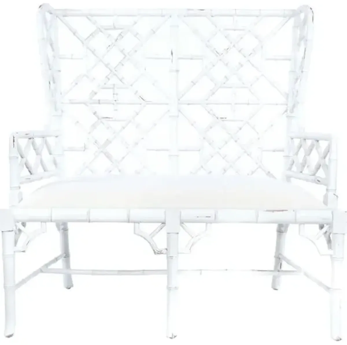 Tyra Wingback Chippendale Settee - White