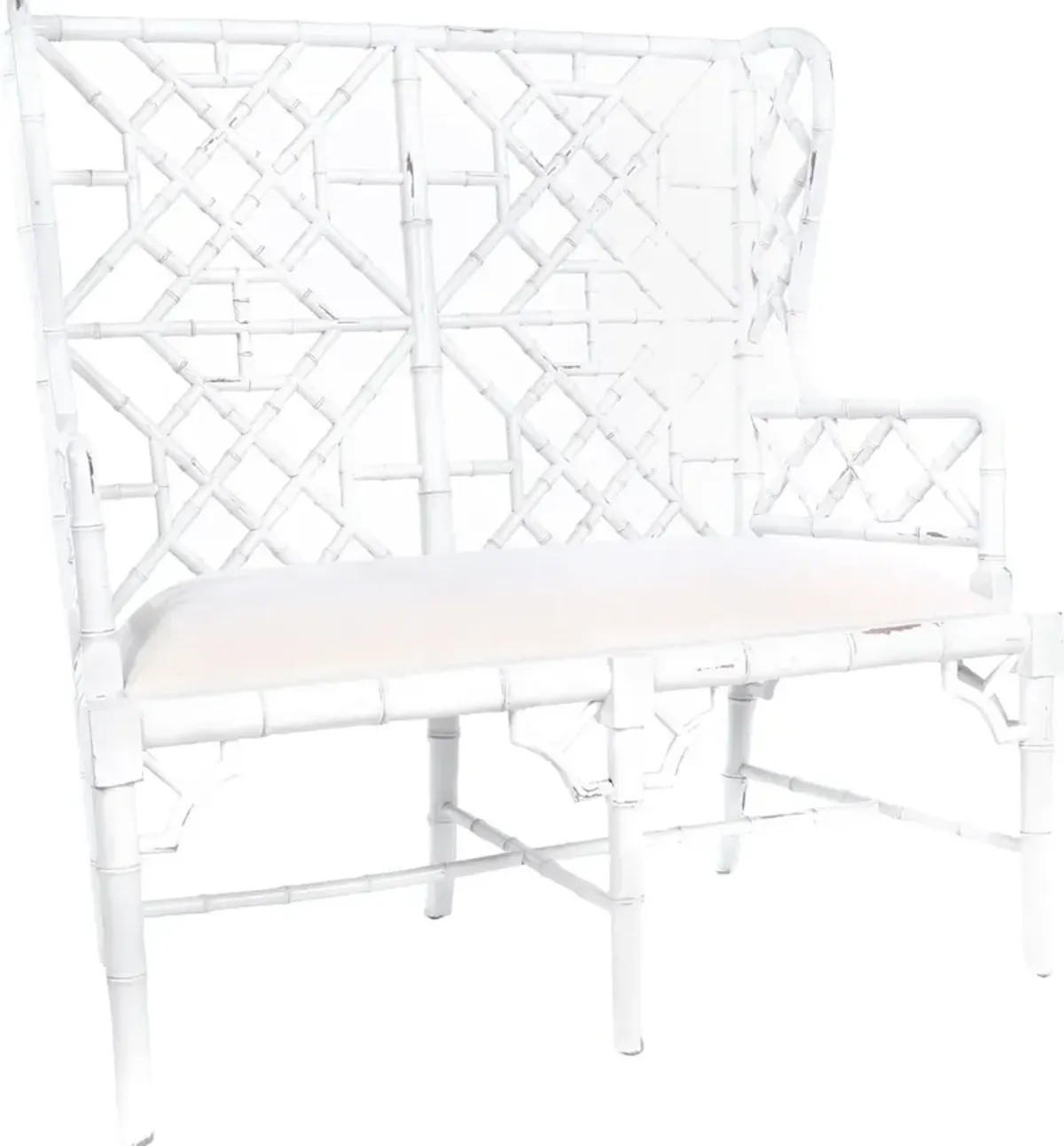 Tyra Wingback Chippendale Settee, White