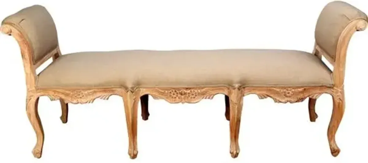 Cecilia Rolled-Arm Bench - Natural - Beige