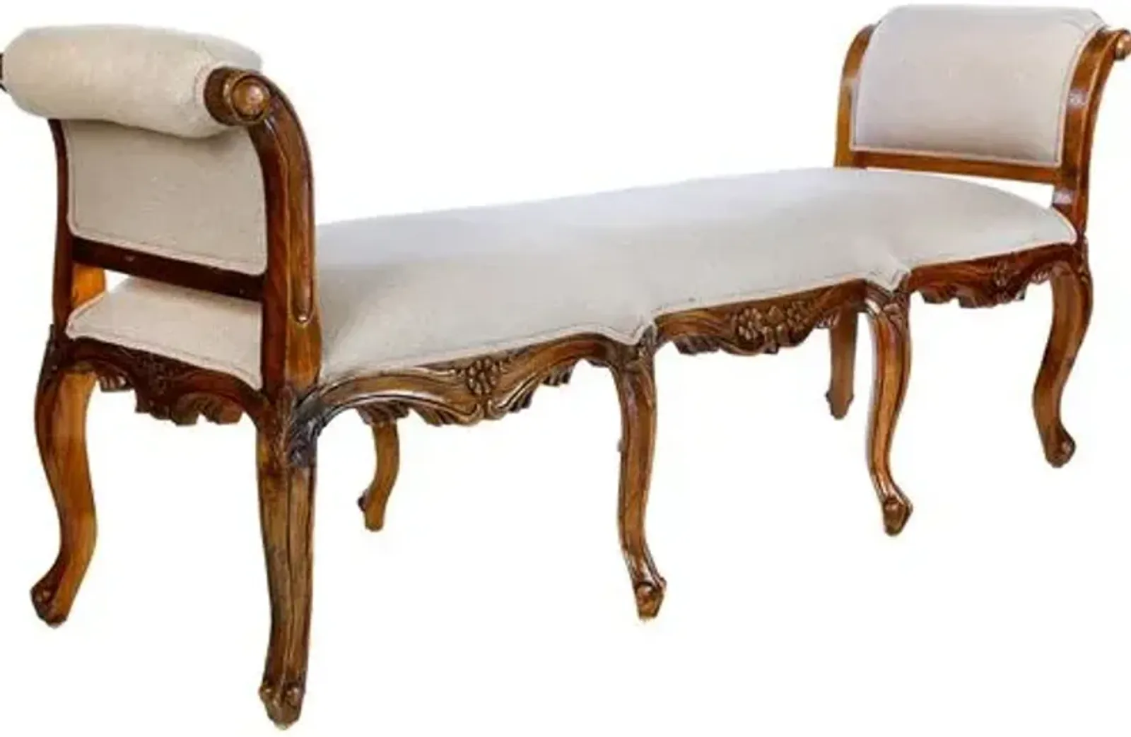 Cecilia Rolled-Arm Bench - Mahogany - Beige