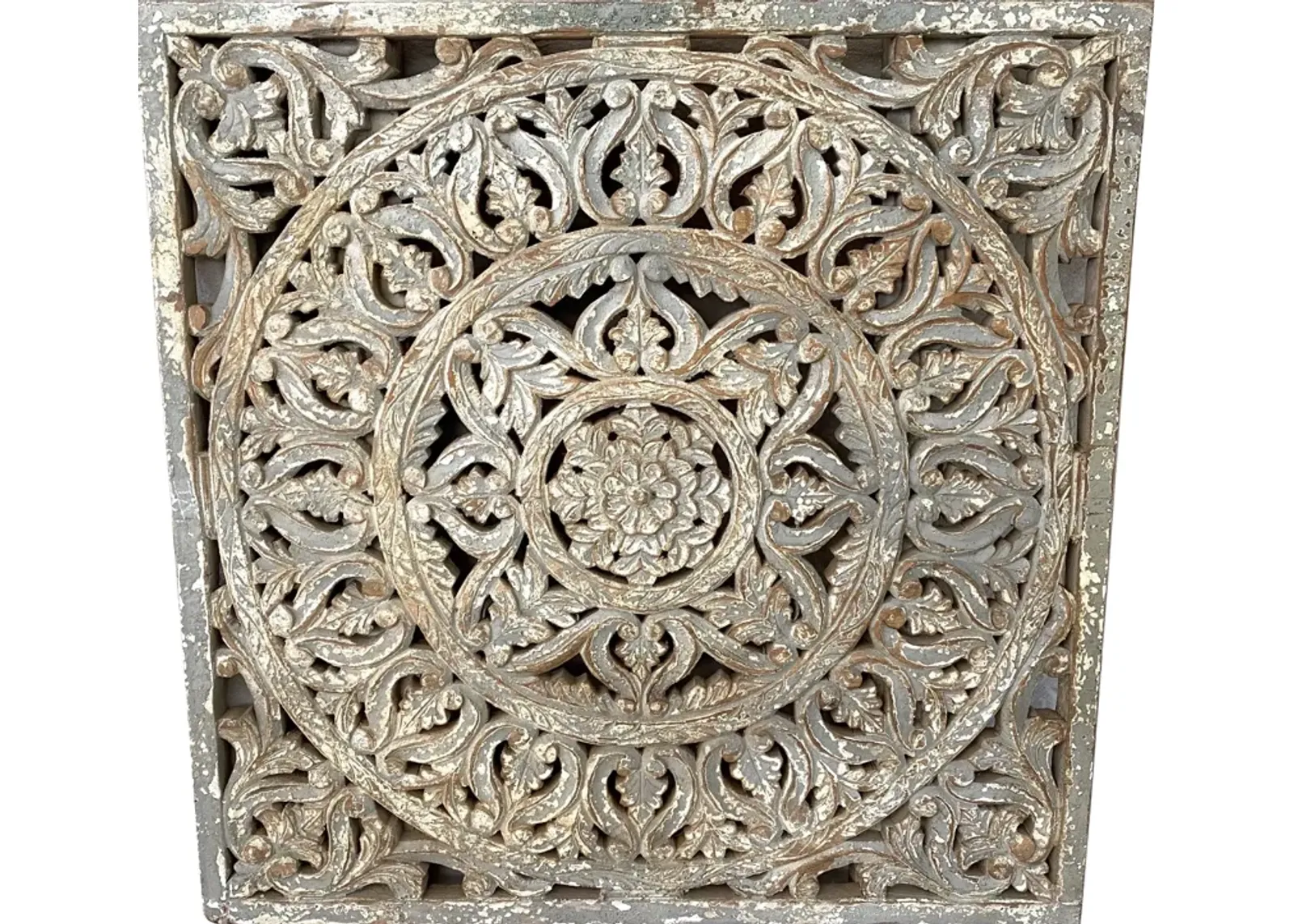 Ornate Carved Wood Wall Panel - Ballyhoo - Gray