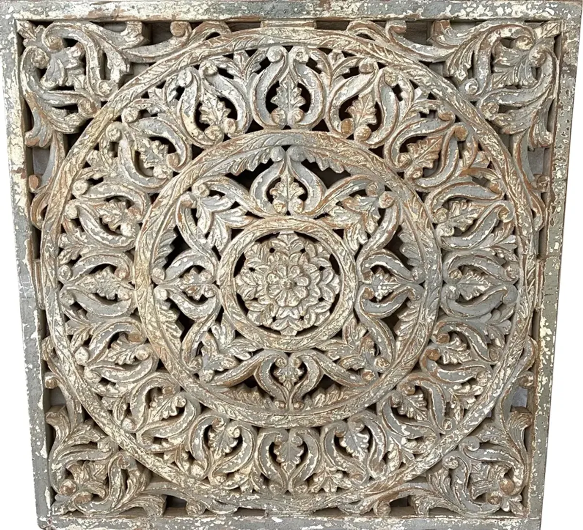 Ornate Carved Wood Wall Panel - Ballyhoo - Gray