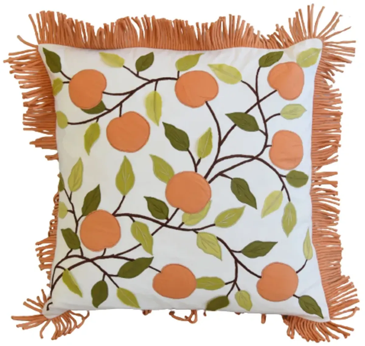 Orange Fruit Botanical Appliqu Pillow