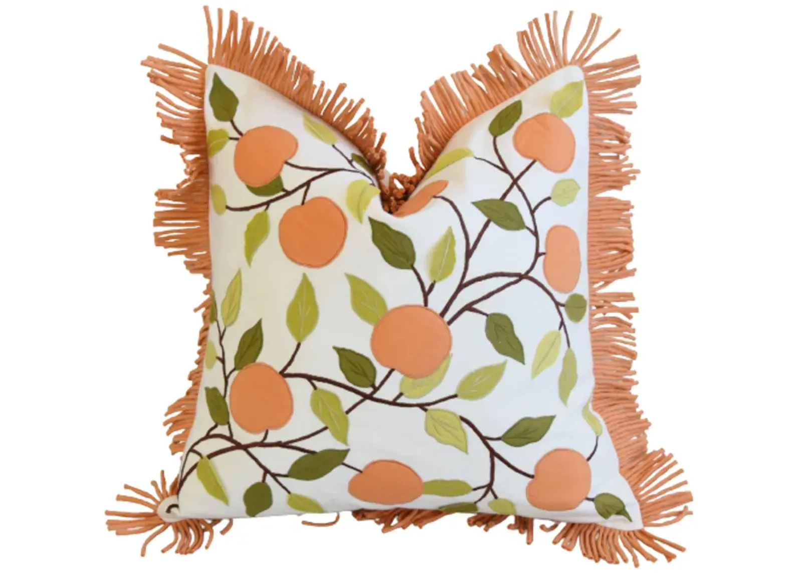 Orange Fruit Botanical Appliqu Pillow