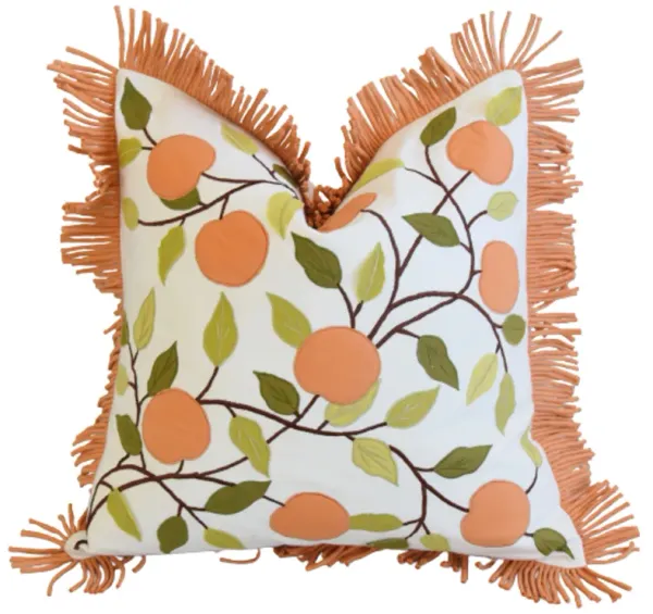 Orange Fruit Botanical Appliqué Pillow
