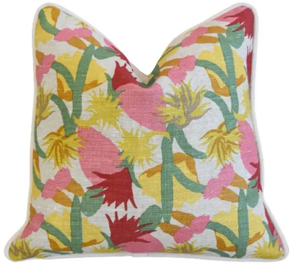 French Colorful Floral Linen Pillow