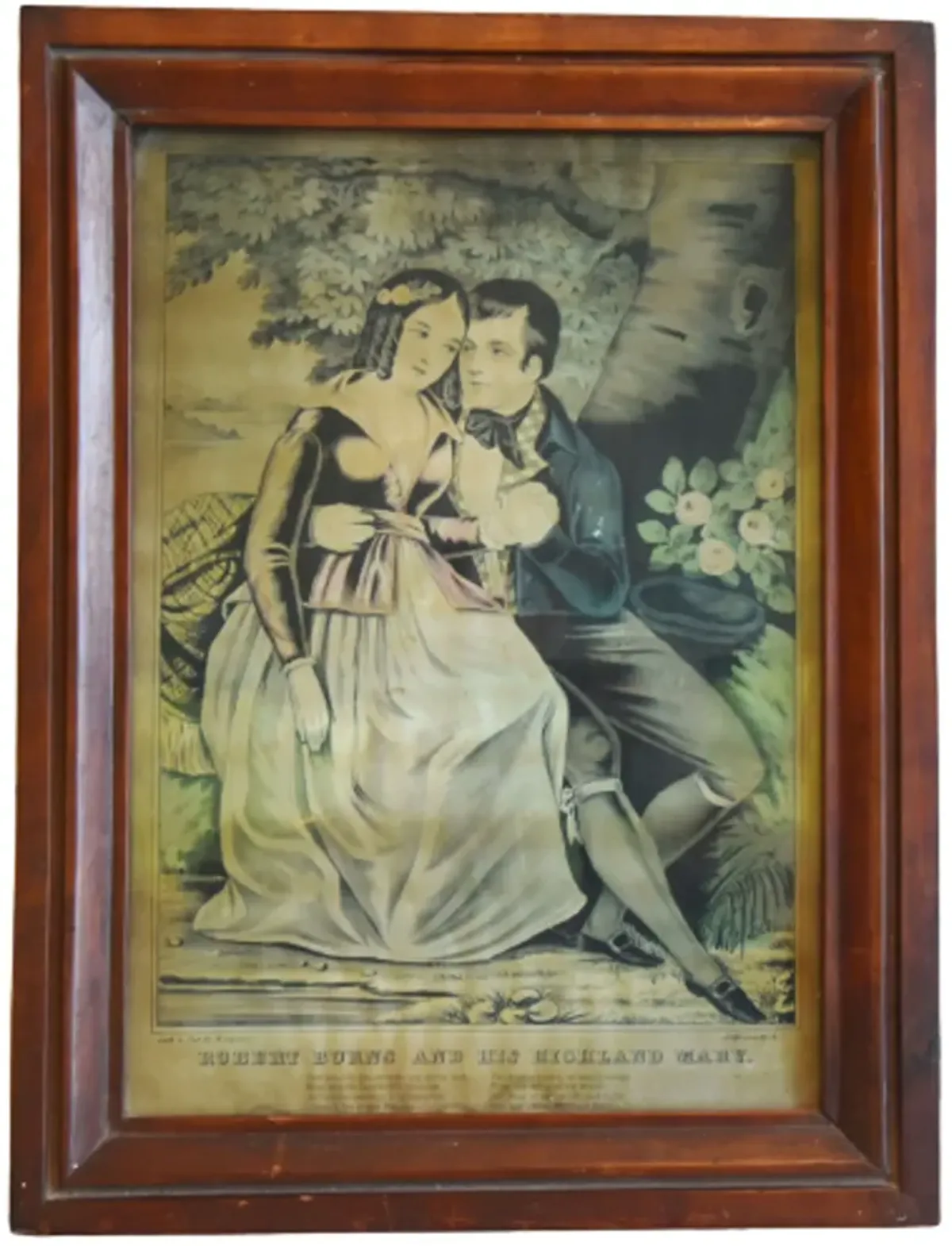 Antique Robert Burns Highland Mary Print - Brown