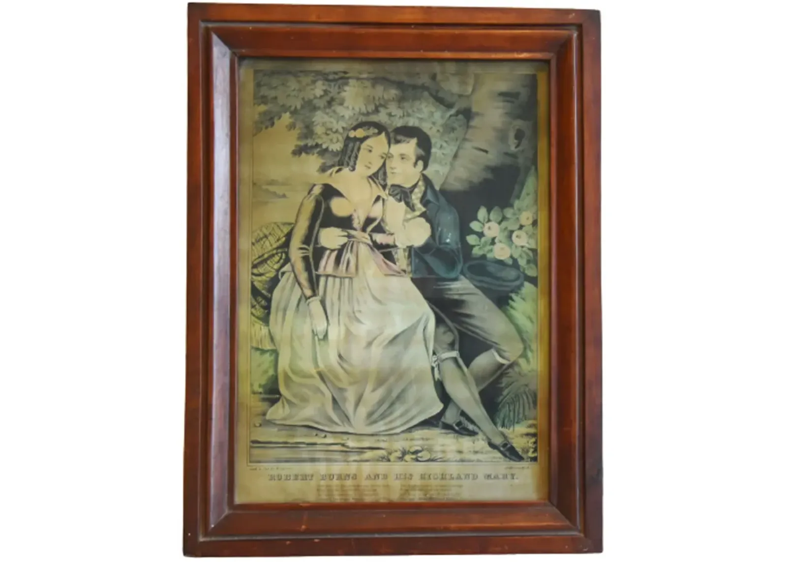 Antique Robert Burns Highland Mary Print - Brown