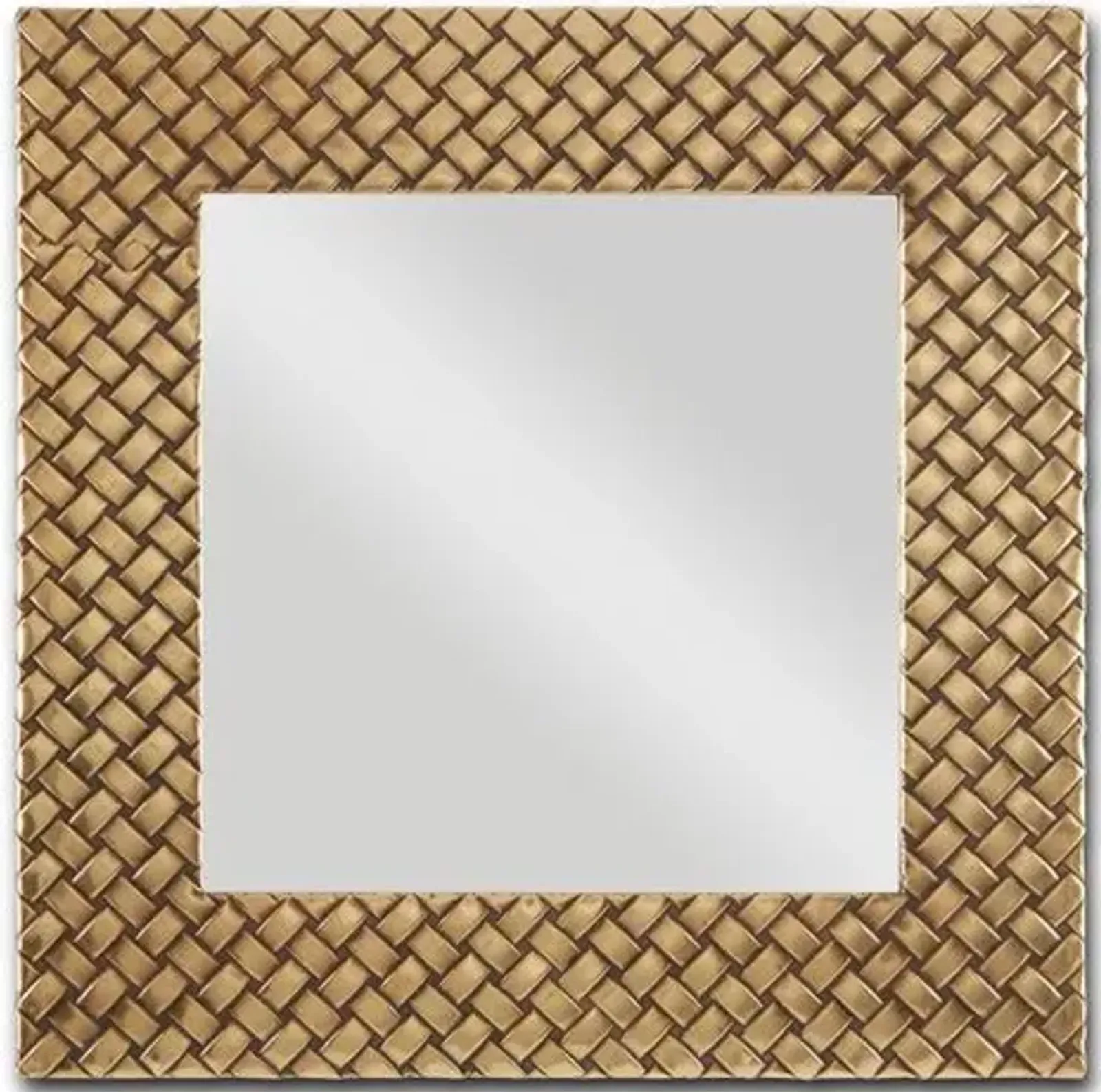 Margam Basket-Weave Wall Mirror - Antique Brass - Currey & Company