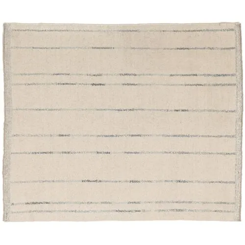 Xava Hand-Knotted Rug - Blue Stripe - STARK - Beige - Beige