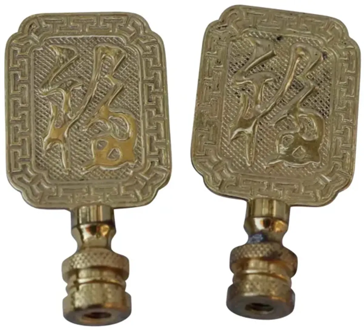 Chinoiserie Brass Lamp Finials - a Pair By Interesting Things - Gold - Fits a standard size lamp harp