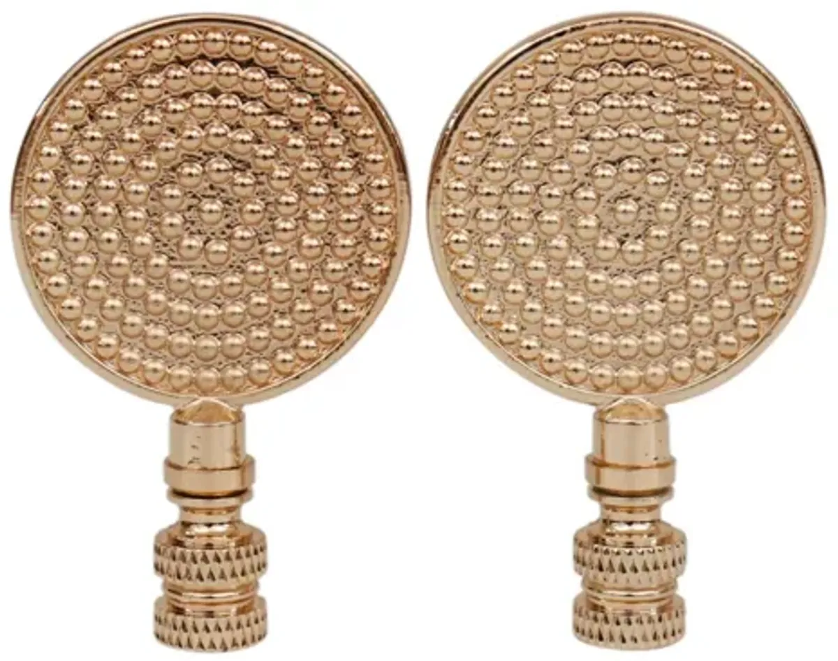 Brass Medallion Lamp Finials, S/2