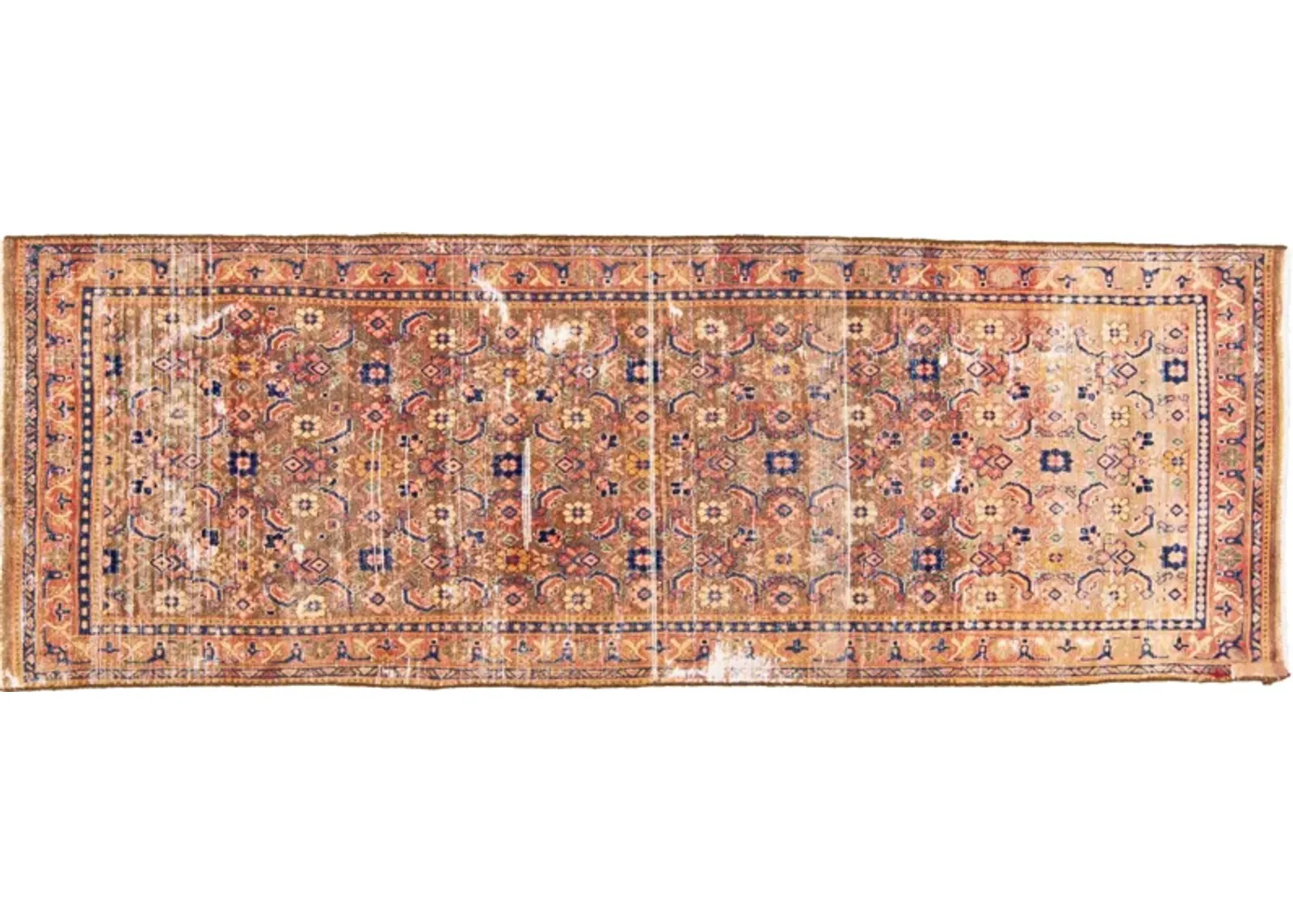 Vintage Floral Peach Wool Runner - Apadana - Pink