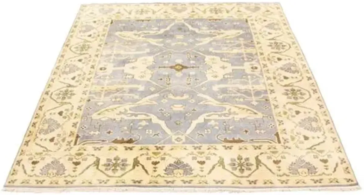 8'0"x9'8" Royal Oushak Rug - Light Denim Blue - ECARPETGALLERY - Blue