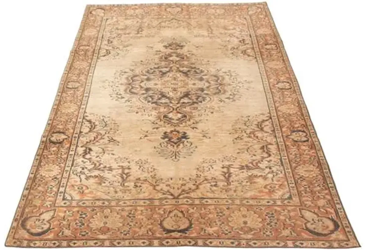 6'2"x9'5" Melis Vintage Rug - Light Khaki - ECARPETGALLERY - Brown - Brown